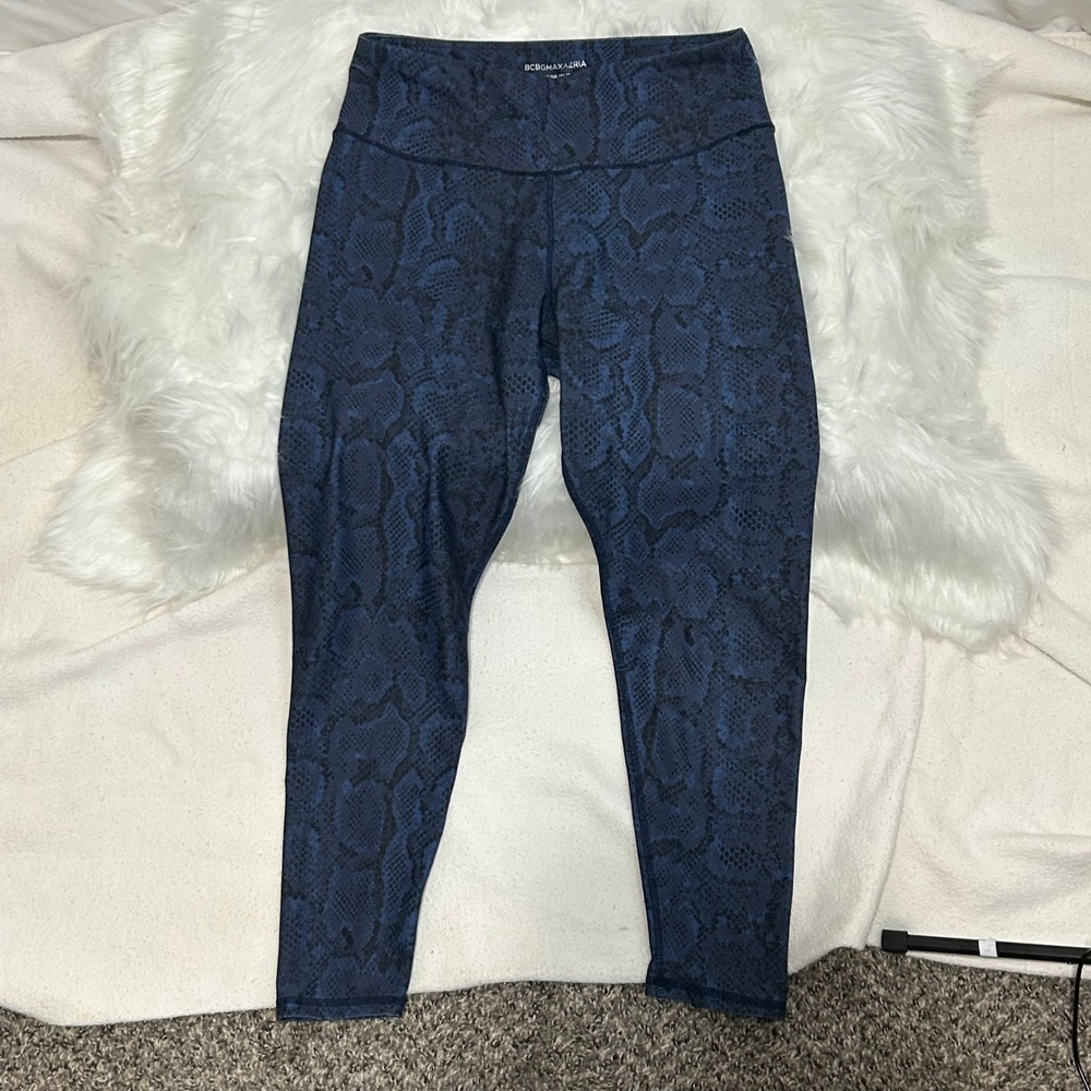 BCBGMAXAZRIA‎ Blue Snakeskin Print High Waisted Activewear Leggings